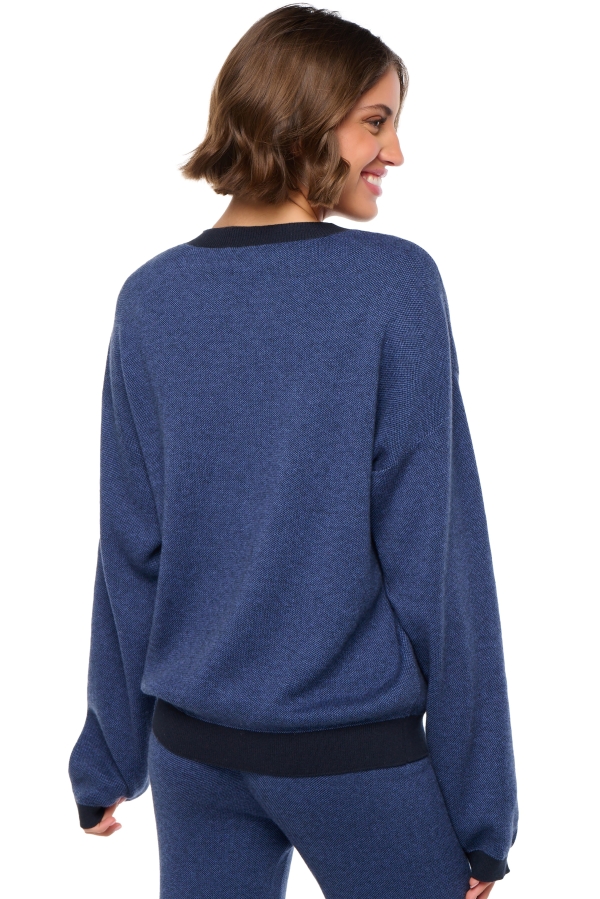 Cachemire et Coton pull femme col rond stormie bleu navy s